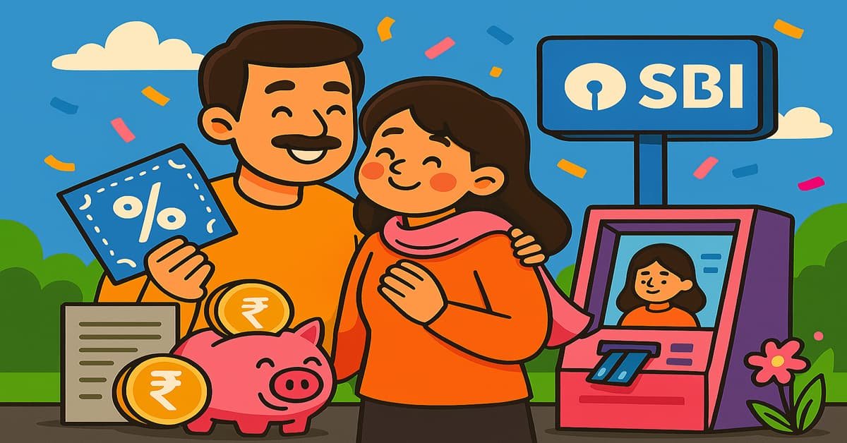 a cartoon themed image for SBI savings account benefits blog
